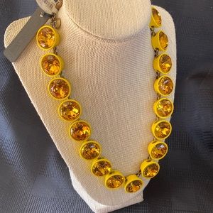 J. Crew Jumbo Neon Yellow Brûlée Necklace NWT 
Stones are a smoky quartz~HTF.